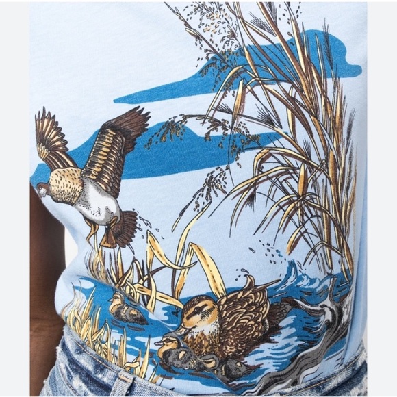 TORY BURCH Duck's Pond T-shirt In Blue Dream size Small S - Picture 4 of 9